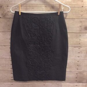 H&M Lined Black ribbon patterned pencil skirt 6